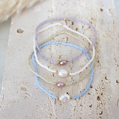 Náramky - Korálkové náramky s perlami - 18087902_