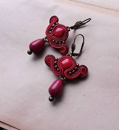 Náušnice - Červená kvapka - 18087590_