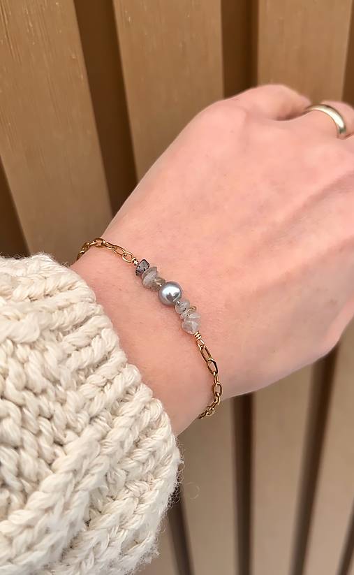 Retiazkový náramok labradorit, perla