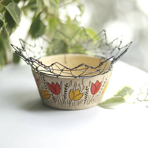 Úložné priestory & Organizácia - košík s tulipánmi - 18088689_