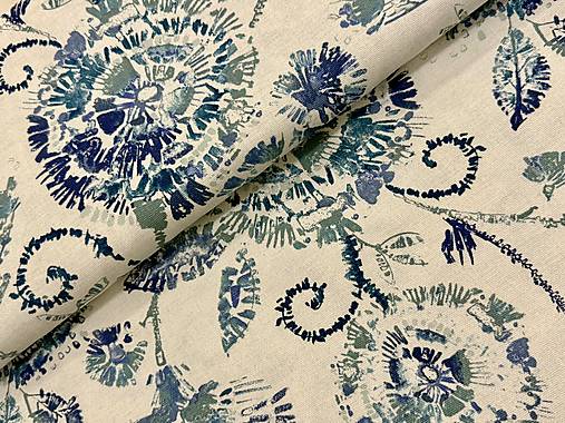 100% BAVLNA DEKOR /MODRÉ KVETINY