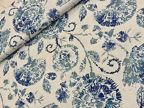 100% BAVLNA DEKOR /MODRÉ KVETINY