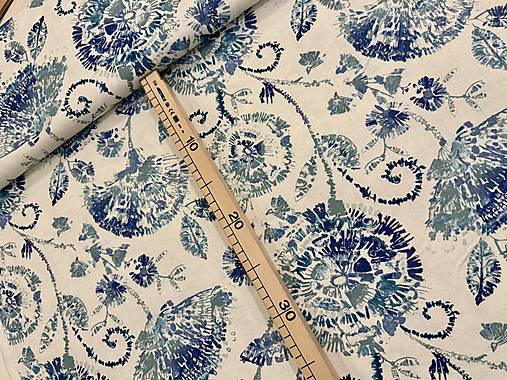 100% BAVLNA DEKOR /MODRÉ KVETINY