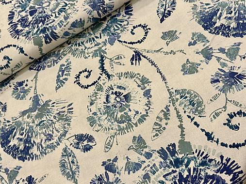 100% BAVLNA DEKOR /MODRÉ KVETINY