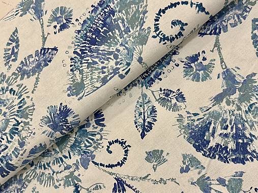 100% BAVLNA DEKOR /MODRÉ KVETINY