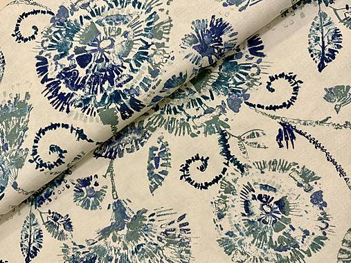 100% BAVLNA DEKOR /MODRÉ KVETINY