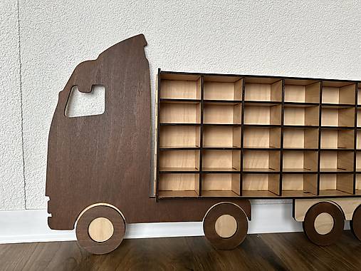Polička na autíčka - nákladné auto 2 (prírodné/morené)