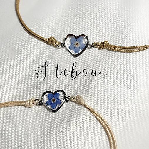 Valentínska sada náramkov so skutočnými kvetmi (Béžová)