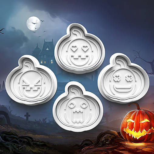Príbory, varešky, pomôcky - Vykrajovátko s pečiatkou Halloweenske tekvice 942 - 18089824_