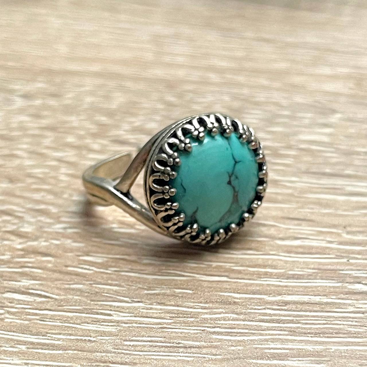 Tyrkenite Antique Silver Ring  / Vintage starostrieborný prsteň s tyrkenitom E070