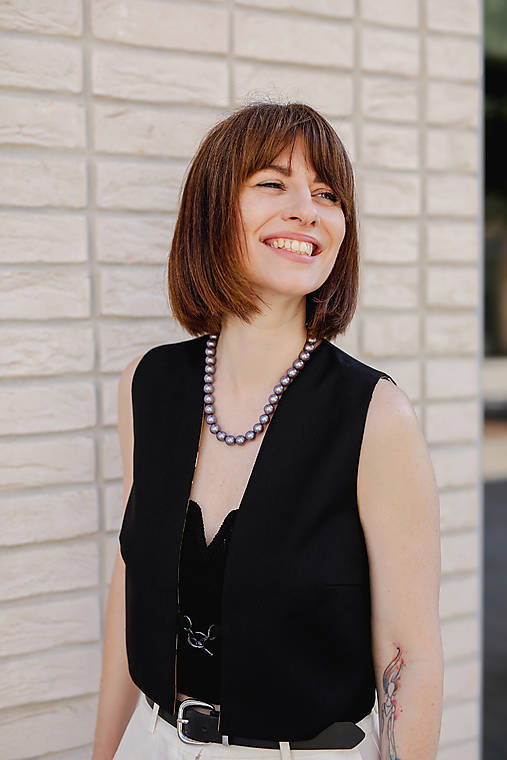 perlový náhrdelník - MEDIUM (Fialová)