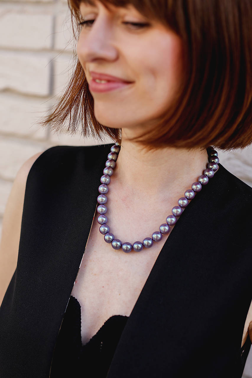perlový náhrdelník - MEDIUM (Fialová)