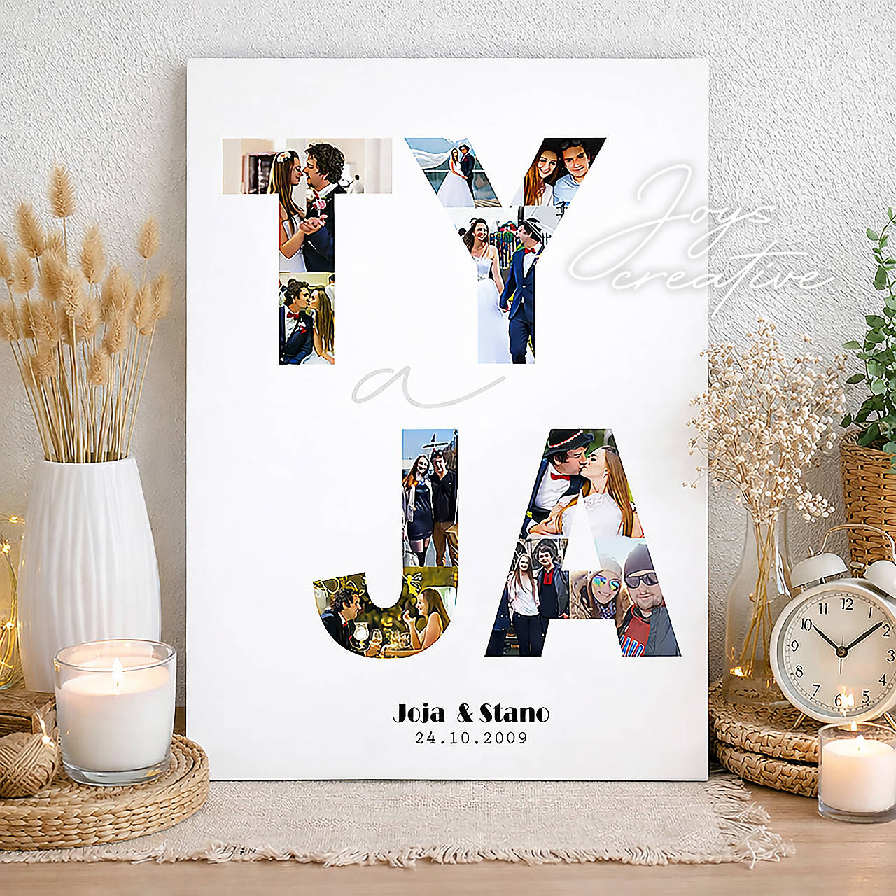 Tabuľa s fotkami pre manžela alebo manželku / priateľa, priateľku (farebná verzia)