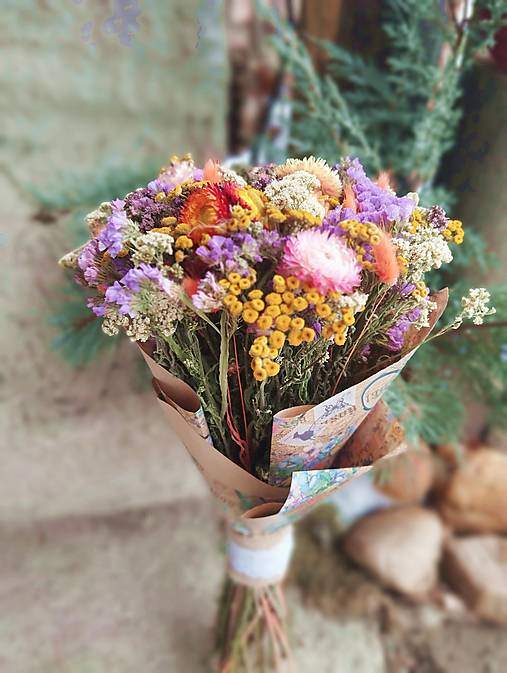 Dekorácie - Kytica sušených kvetín pre pani učiteľku - 18091558_