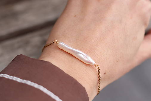 Retiazkový náramok - Keshi perla