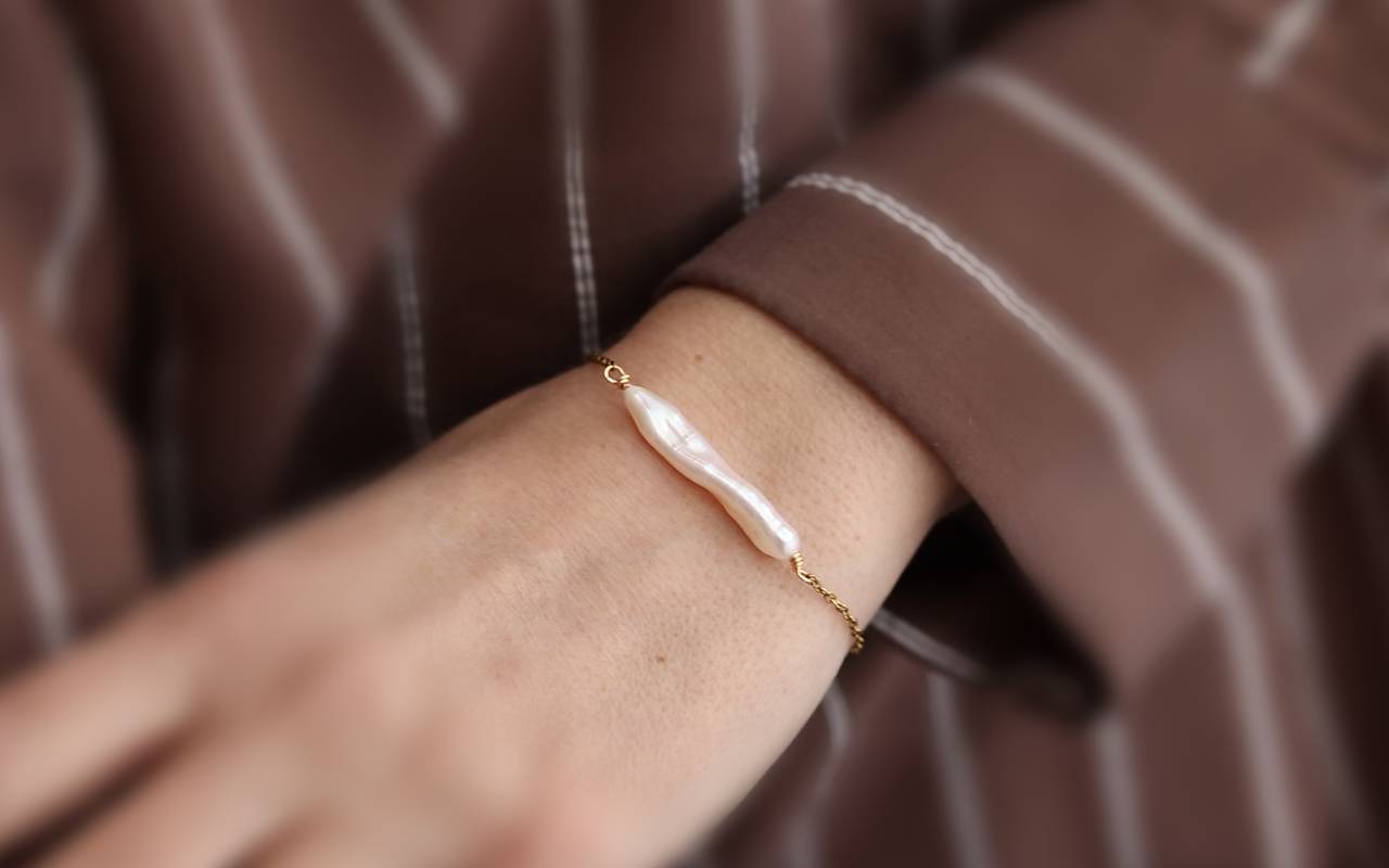 Retiazkový náramok - Keshi perla