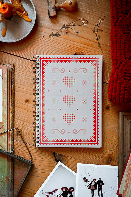 Valentínske zápisníky "vyšívané"