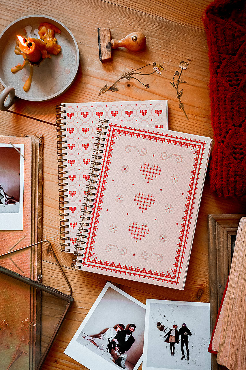 Valentínske zápisníky "vyšívané"