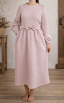 Šaty - Šaty z počesanej teplákoviny s čiernym opaskom - 18090993_