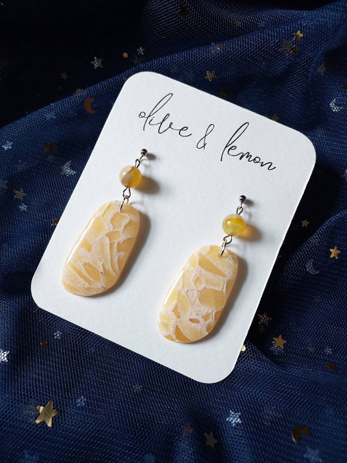 Náušnice - Žlté visiace náušnice SUNNY  (Asymetrické (5 cm)) - 18094624_