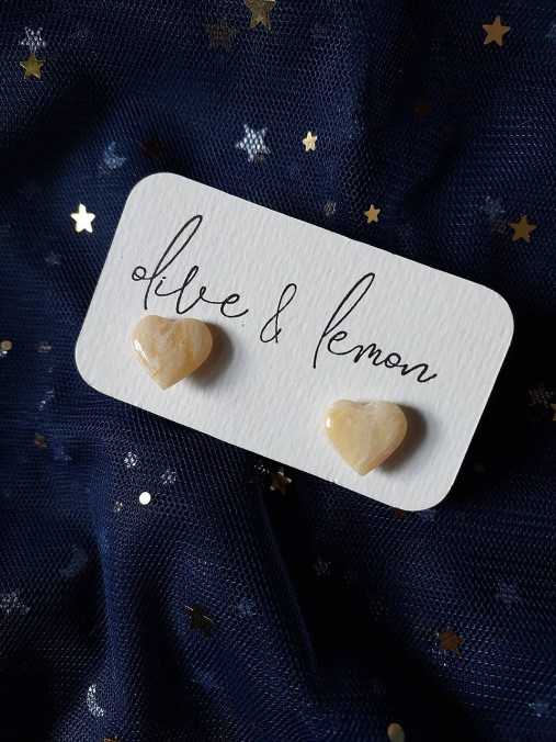 Náušnice - Žlté napichovacie náušnice SUNNY (Srdiečka) - 18094638_