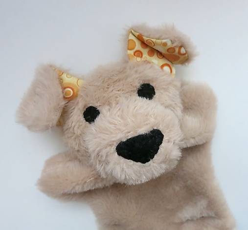 Maňuška psík chlpatý - Béžový so žltými uškami