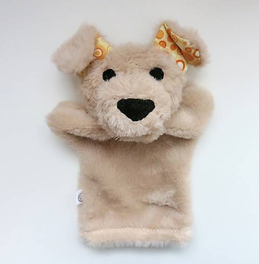 Maňuška psík chlpatý - Béžový so žltými uškami