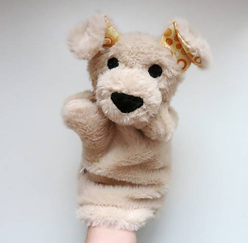 Maňuška psík chlpatý - Béžový so žltými uškami