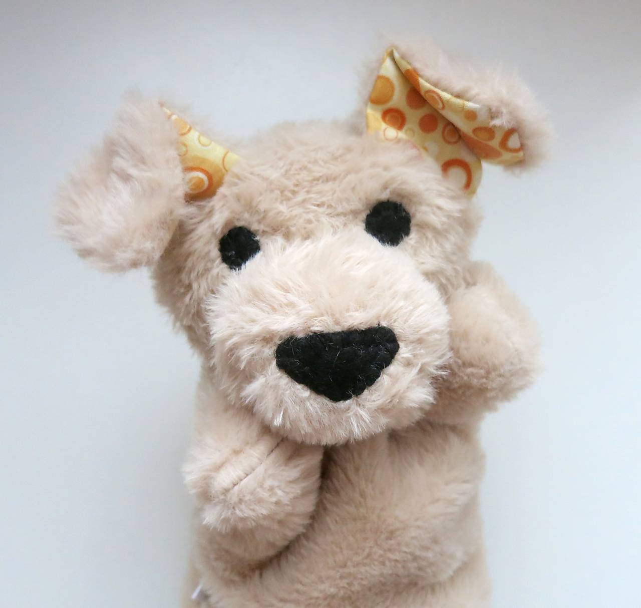 Maňuška psík chlpatý - Béžový so žltými uškami