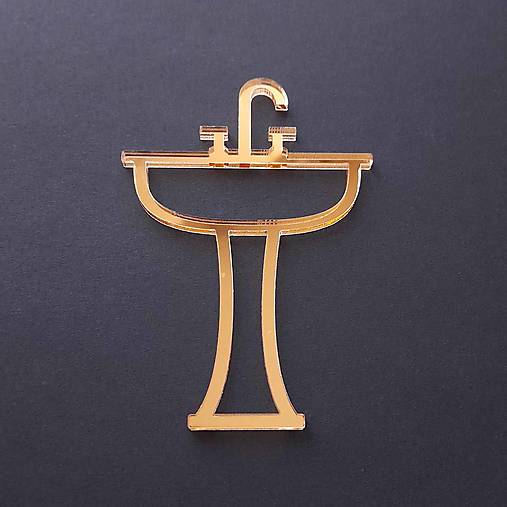 Tabuľky - Umývadlo piktogram na dvere zlatý nalepovací - 18094534_