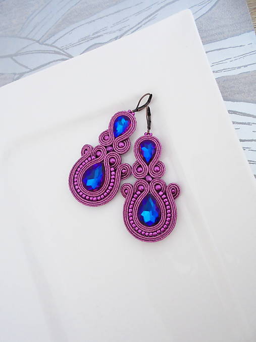 Náušnice - soutache náušnice - 18096577_