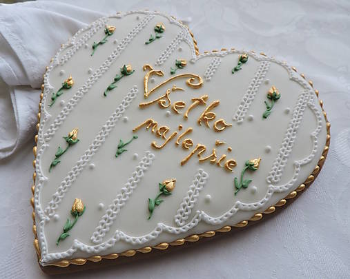 Dekorácie - Medovníkové srdce k sviatku - 19 cm - 18098331_