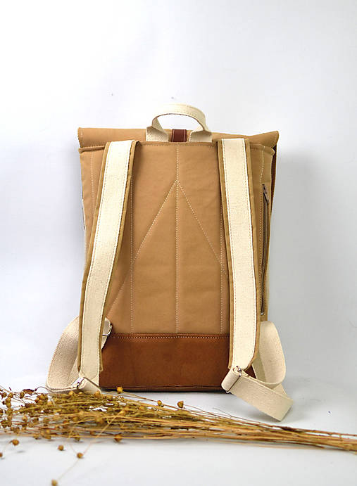 Ruksak (bavlna, ľan, koža) lúka cream