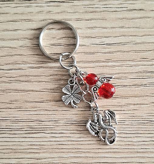 Kľúčenky - Kľúčenka s červeným anjelikom (drak) - 18096918_