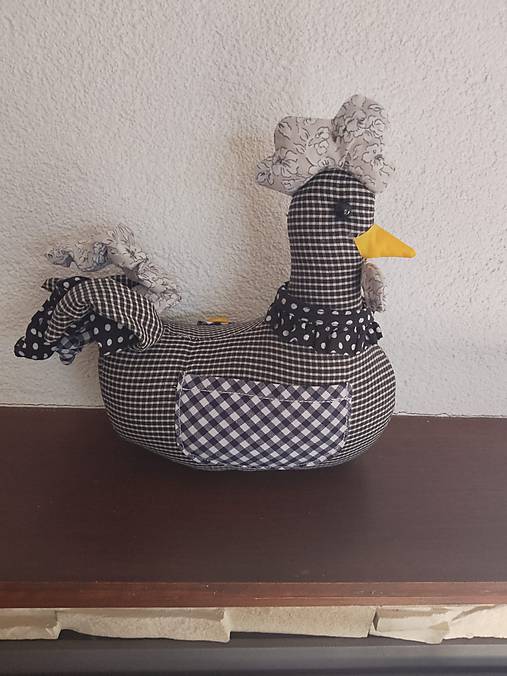 Dekorácie - Čierno-biela sliepočka - 18097886_