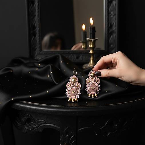 Náušnice - Šujtášové náušnice MALÉ SRDCE - 18097874_