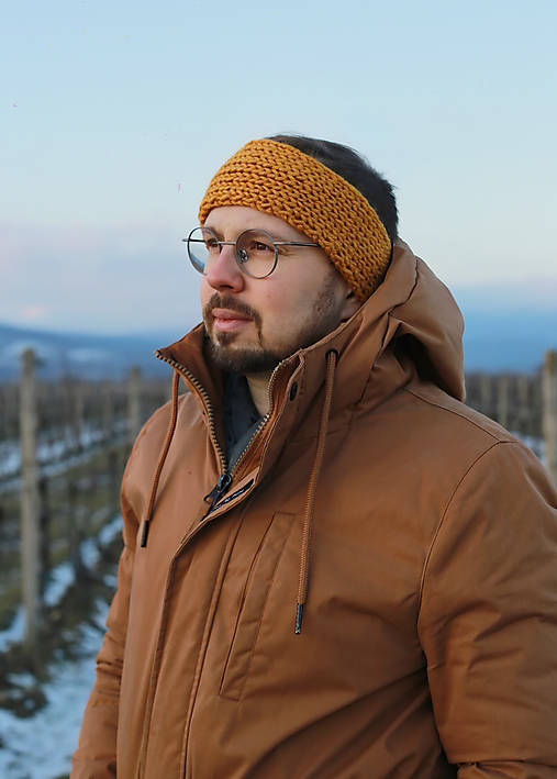 Čiapky, čelenky, klobúky - Jednofarebná vlnená ručne pletená čelenka - 18097829_