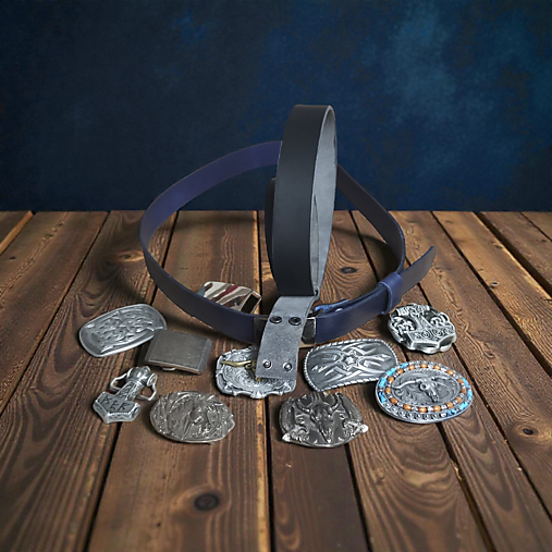 Kožený opasok s vymenitelnou prackou.