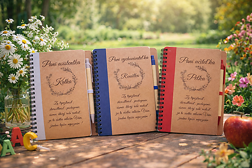 Papiernictvo - Zápisník pre pani učiteľku s vlastným gravírovaným textom (Červená) - 18098038_