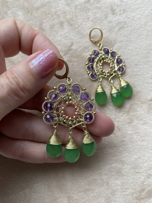 Náušnice - Náušnice s ametystmi - 18097032_