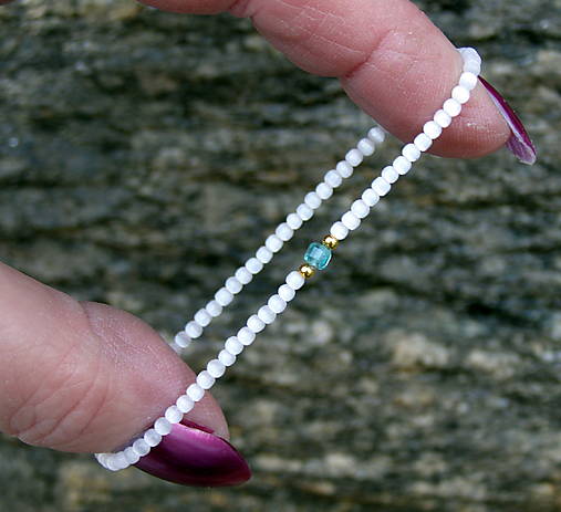 Náramky - APATIT LAGUNA BLUE*KOČIČÍ OKO 0.2*Ag*jemný náramek - 18097932_