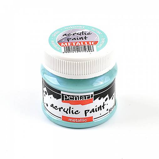 -50 % akrylová farba 50 ml, METALICKÁ, pôvod. cena 5€ (tyrkysová)