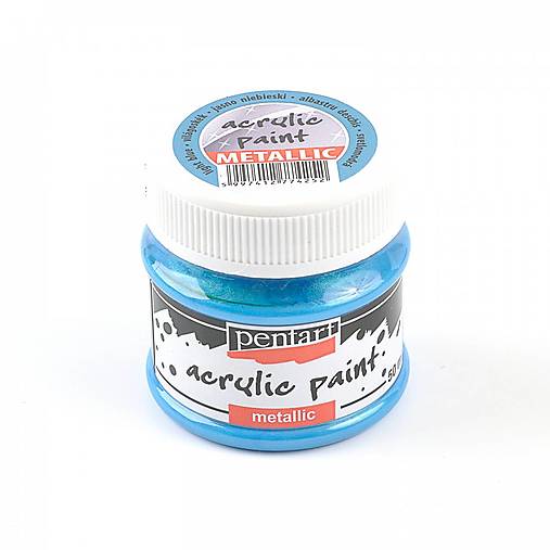 -50 % akrylová farba 50 ml, METALICKÁ, pôvod. cena 5€ (svetlomodrá)
