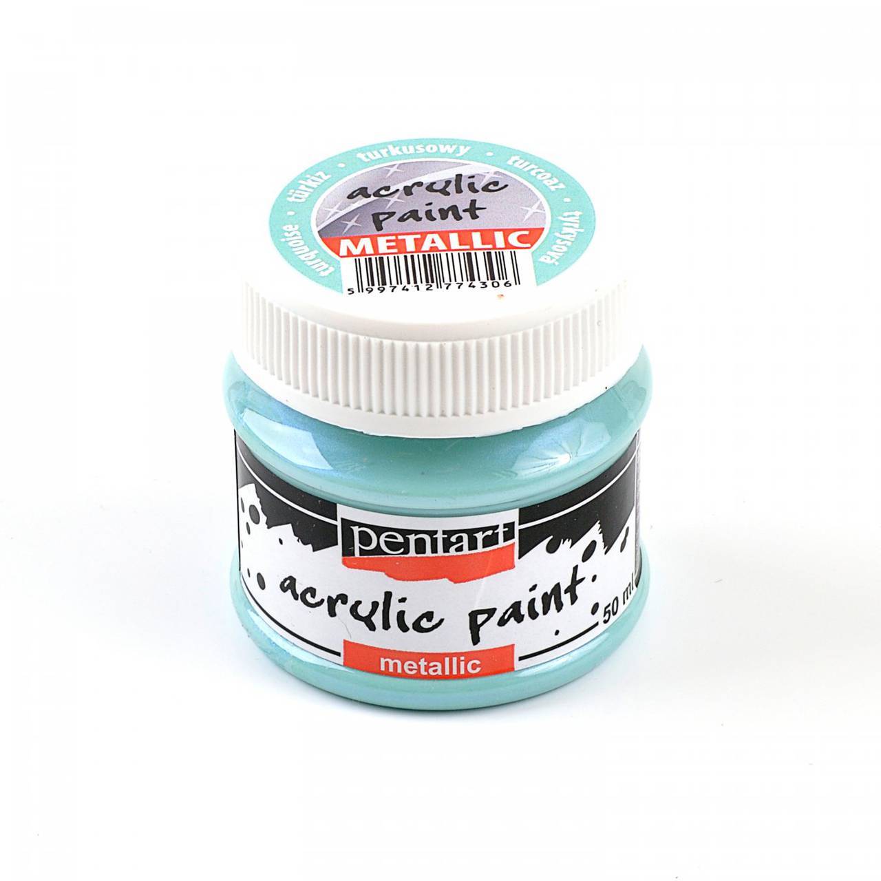-50 % akrylová farba 50 ml, METALICKÁ, pôvod. cena 5€ (tyrkysová)