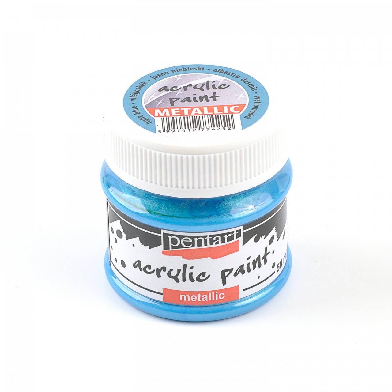 -50 % akrylová farba 50 ml, METALICKÁ, pôvod. cena 5€ (svetlomodrá)