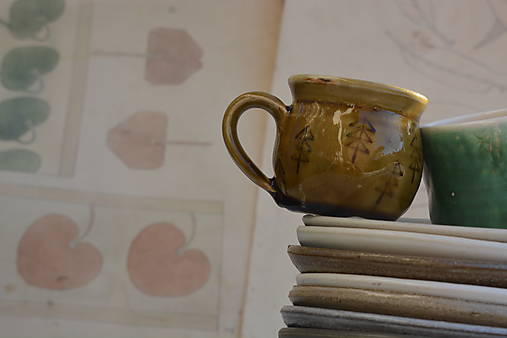 Nádoby - Porcelánový pucláček s lesem, 80 ml - 18098542_