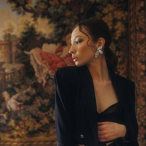 Náušnice - Strieborné florálne náušnice - 18098853_