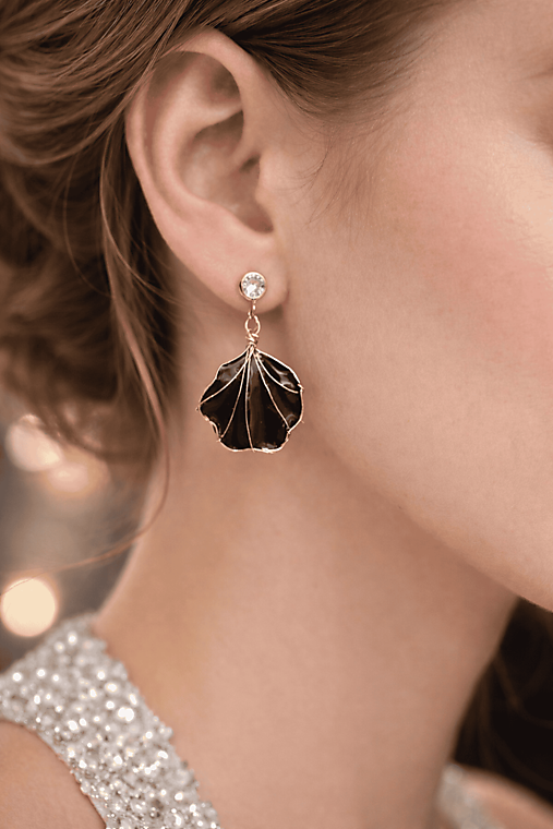 Náušnice - Čierne náušnice Ginko - 18098996_