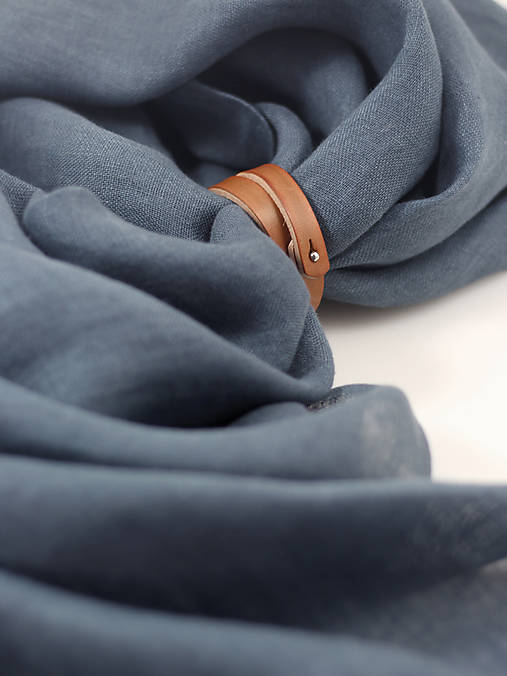 Veľká jemná šedomodrá šatka zo 100% premium ľanu