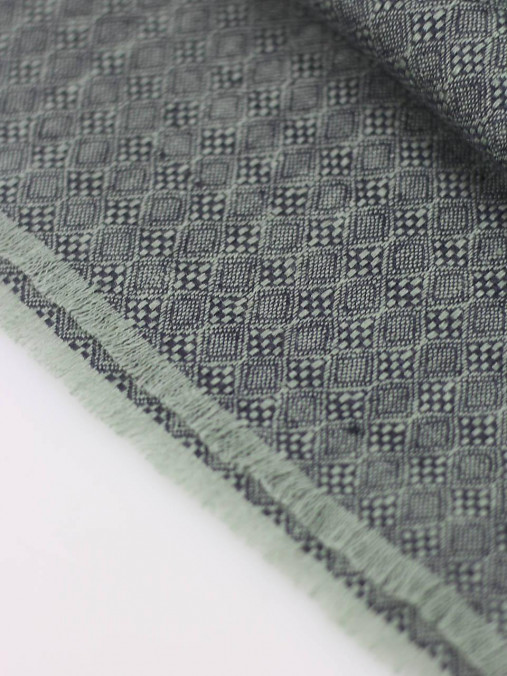 Elegantný šedozelený šál zo 100% premium ľanu s diamantovým vzorom